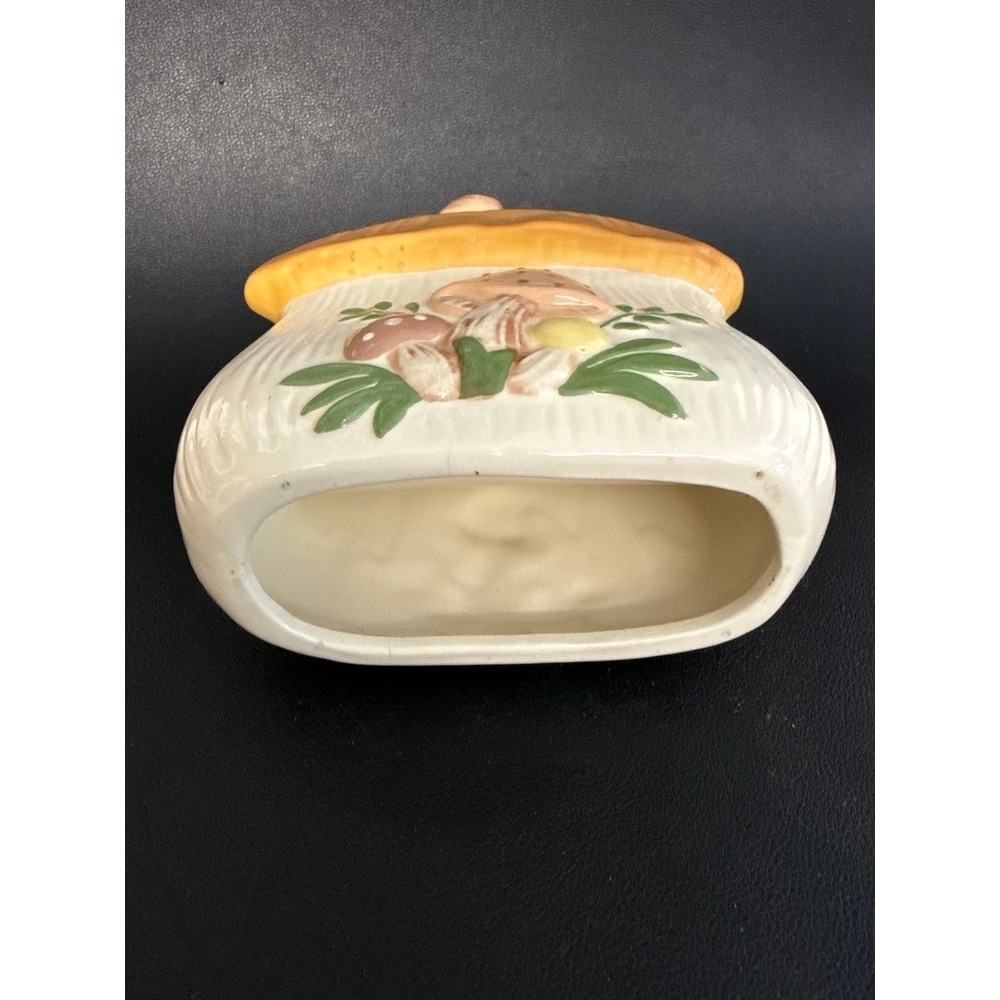 Vintage Ceramic Mushroom Napkin Holder Retro Cottagecore Kitchen - Picture 3 of 11